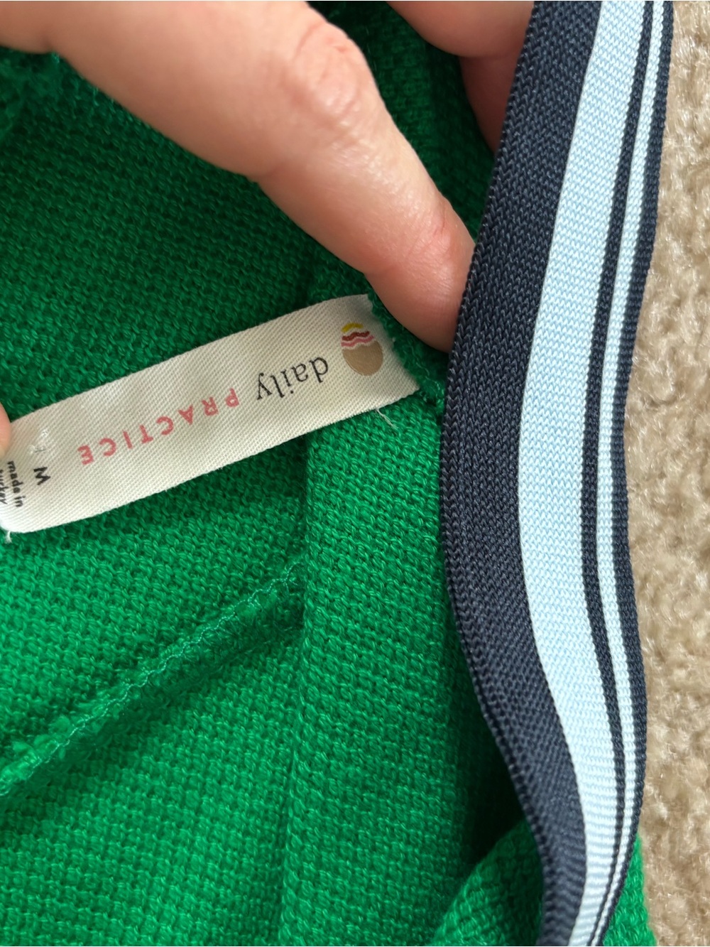Green Sleeveless A-Line Dress with Striped Trim - Picture 4 of 4